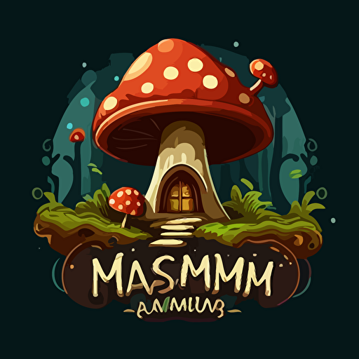 magic fairyland mashroom, vector logo, vector art, vector emblem, simple, cartoon, 2d