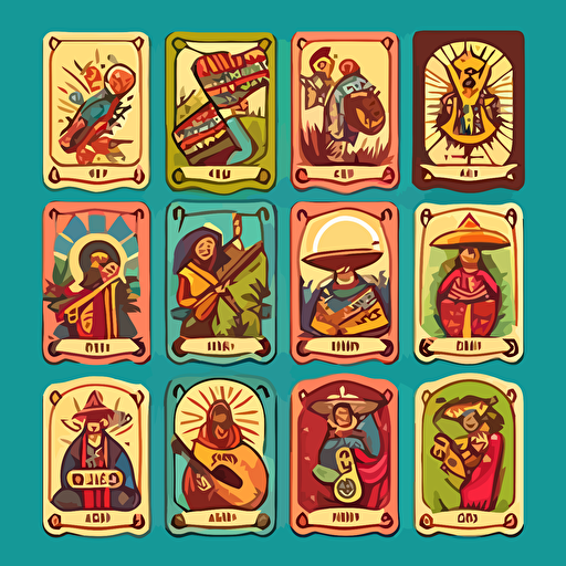 mexican loteria cards vectorial style