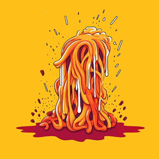 burst of spaghetti by tim lahan, 2d vector art, flat colors