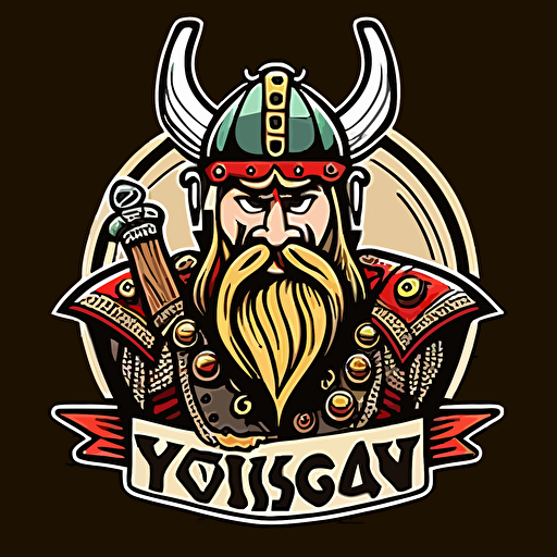cartoon viking mascot logo vector