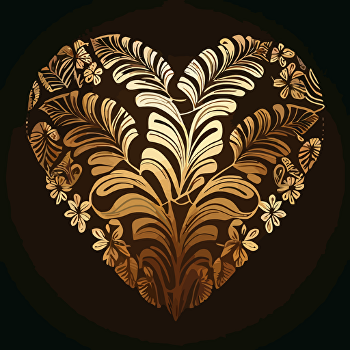 a puakenikeni lei design in vector art form, in the shape of heart