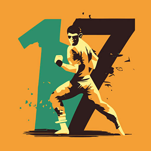 show me vector illustration of the number 7, number 7 has to be prominent and behind the number I want different athletes like Martial Arts & Boxing, yoga,dance, Gymnastics