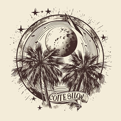 a cool stylized retro vector ink drawing of the south carolina flag palmetto moon