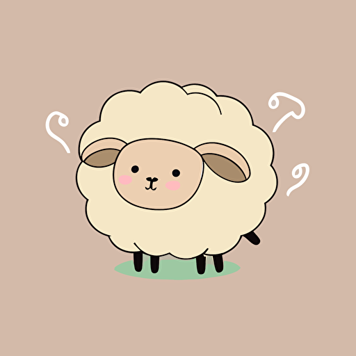cute sheep kawaii style, vector, simple