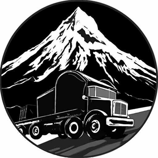 a vector monochromatic logo that includes a cement mixer a mountain for a concrete business located in boise idaho