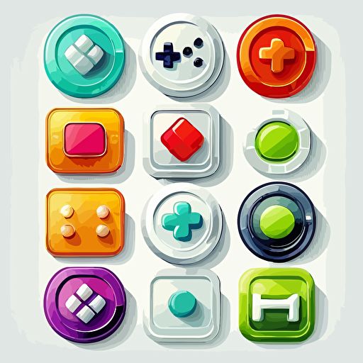 game ui buttons, vector, white background