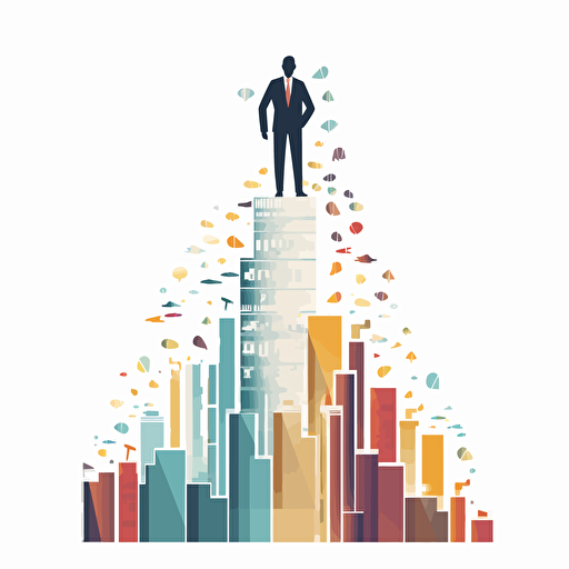 poster, success, capital management, data management, AI, minimalist, vector, white background