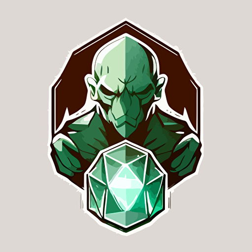 An emblem logo with a golem and a gem. flat vector minimal