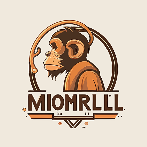 monkey emblem logo, Tom Whalen, flat, whimsical, Minimal, Contour, Vector, White Background, Detailed ar 1:1