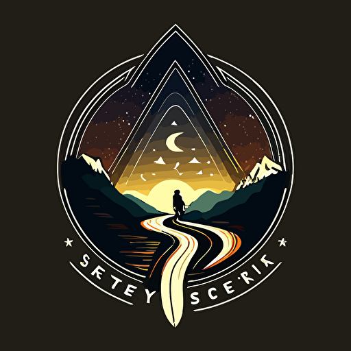 a seeker's journey, logo, minimalist, sci-fy vector