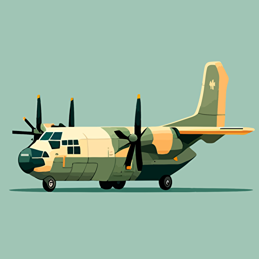 cartoon style c-130 airplane, vector, minimal
