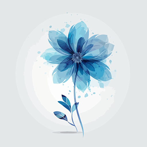 vector illustration, white background, one blue flower, high quality, simple