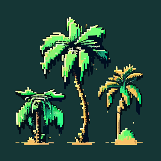 palm tree sprites, vector, pixelart