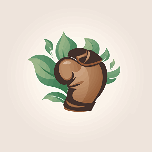 a vector logo with a boxing glove, natural tones, brown or green, vector art, 2d