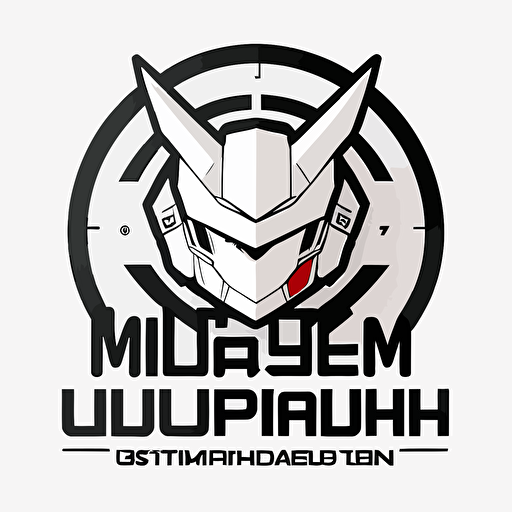 minimalistic vector type logo design for a gunpla builder called misheru with white background and a gundam rx79 head**