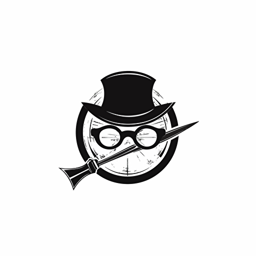 clean, vector logo for a Mystery DAO, detective, magnifying glass, white background