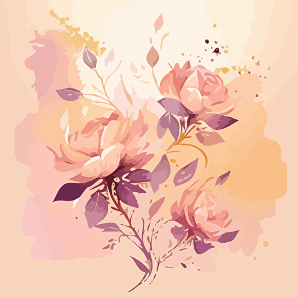 pink and gold watercolor rose flowers, a floral decorative vector background, in the style of free brushwork, ethereal dreamscapes, storybook-like, the stars art group (xing xing), minimalist backgrounds, i can't believe how beautiful this is, light pink and gold