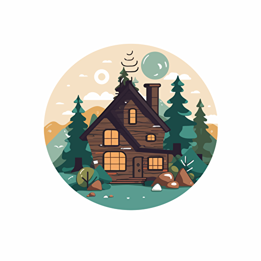 board game cabin, flat 2d logo:3, white background, vector