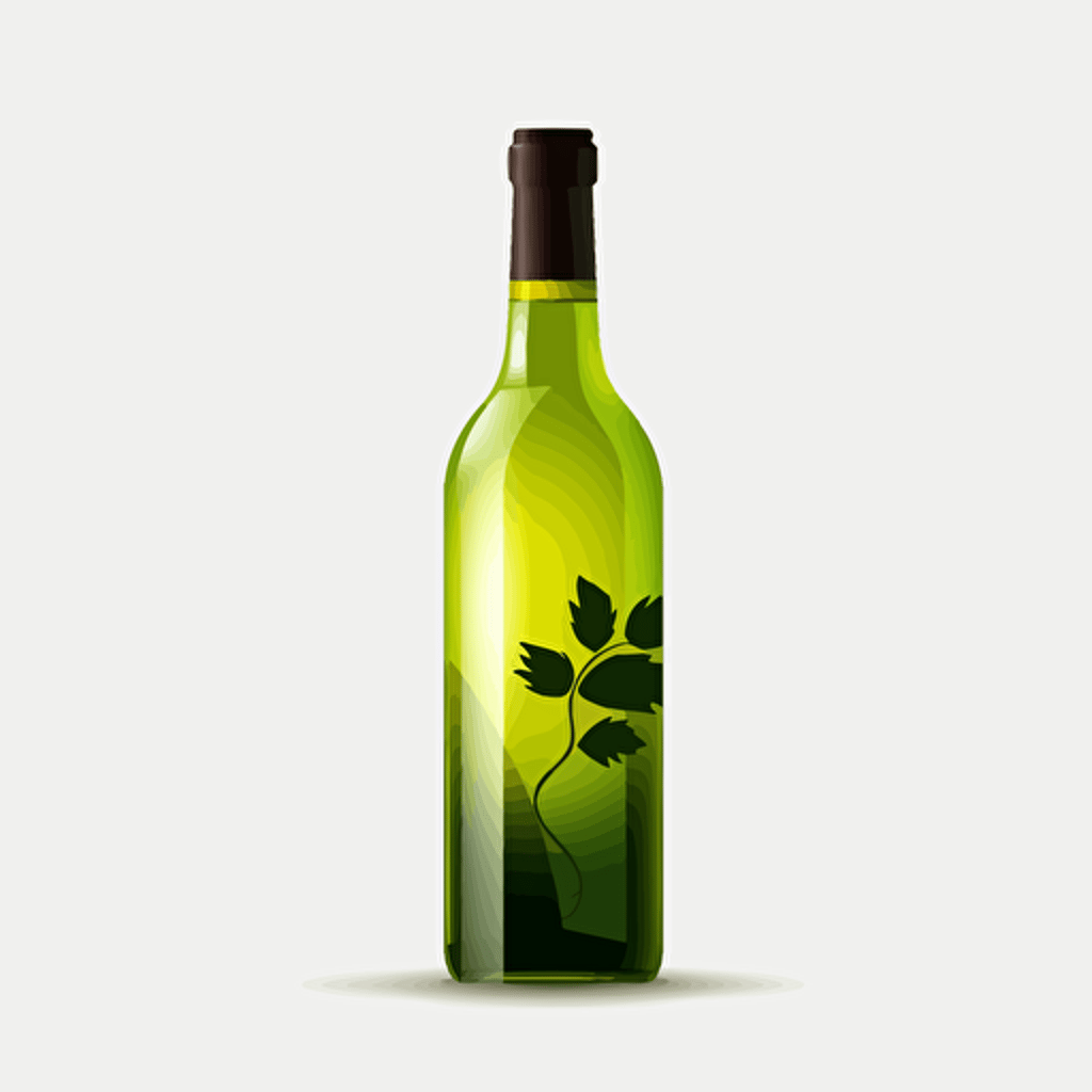 bottle, white wine, logo, simple, vector, white background, modern, green