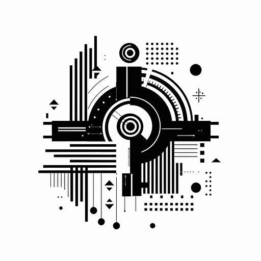 futurist data laboratory logo solarpunk umweltschutz vector illustration black and white hyperminimalist super simple line sketch