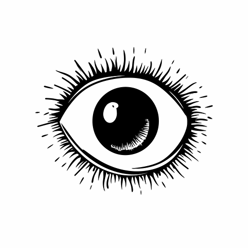 A basic, cartoon, eye without any hairs, vector illustration