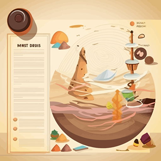 dessert menu with vector diagram of desert