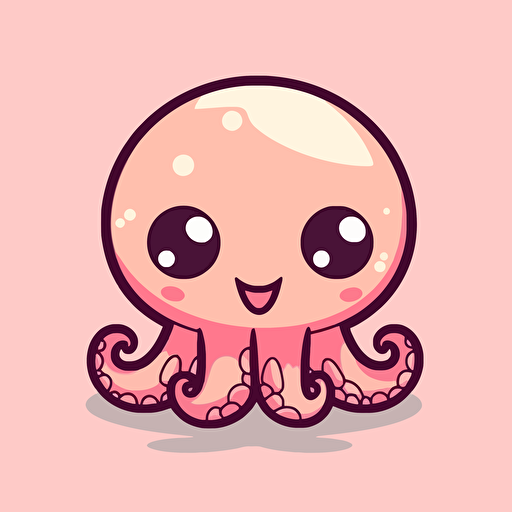 cute chibi anime ocotopus logo, pink and smiling, flat image, simple design, friendly energy, inviting, happy, vector image