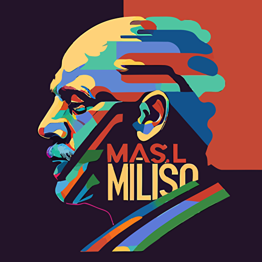 music by Milton Glaser, 2d vector art, flat colors