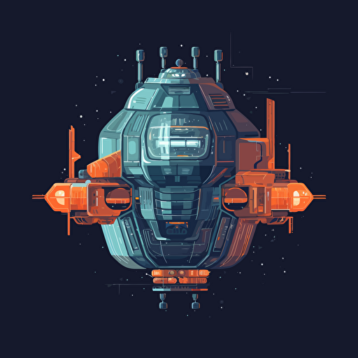 spaceship 2D vector illustration. Minimalistic. No detail