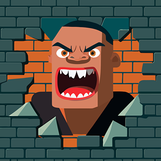 Russel Westbrook is dressed as Dracula, he is constructing a building a brick wall, he has fangs, vector