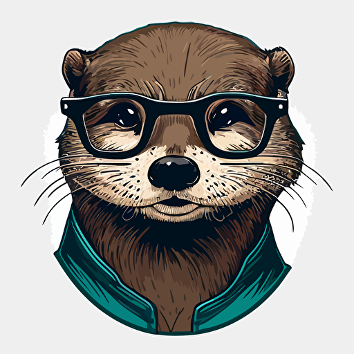 a logo of a otter wearing glasses, simple, vector