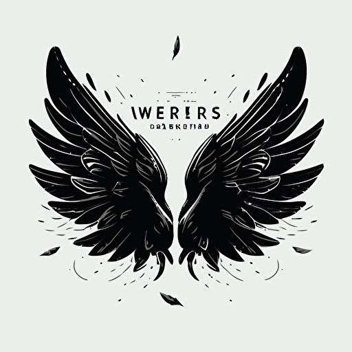 a timeless modern logo of spread wings black vector white background