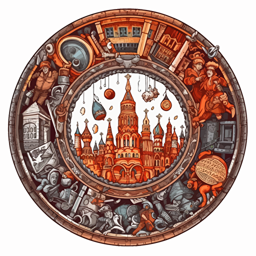 cartoon vector style on white backgreound draw circle of selling as russian wheel