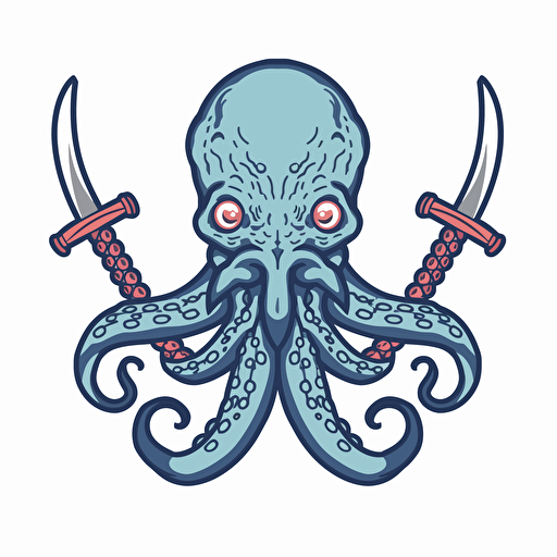 simple image of an angry octopus holding a trident, no background vector image