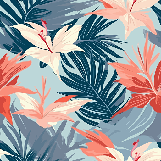 Tropical flora, minimalistic, retro aesthetics, vector image, pastel pantone colors