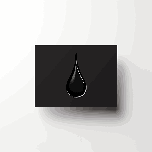 Elegant, Stylized iconic logo of a water drop falling into a black card, black vector, on white background