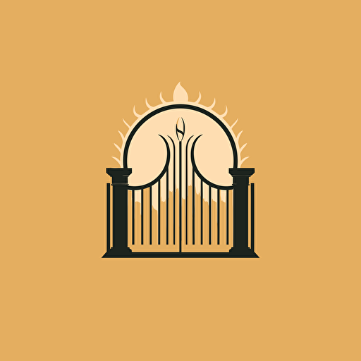 create a symmetrical logo of two open gates, minimal, vector