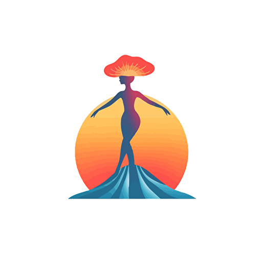 a simple logo for an entertainment dance company in the style of massimo vignelli, vector, high quality, bright colors, use a mushroom