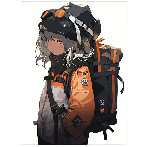 a climbing girl 12 year old with no backpack in the style of Akihiko Yoshida, make a logo vector