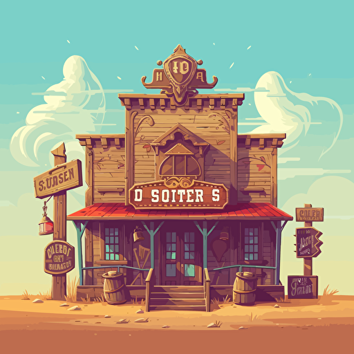 flat vector illustration of old west style sign