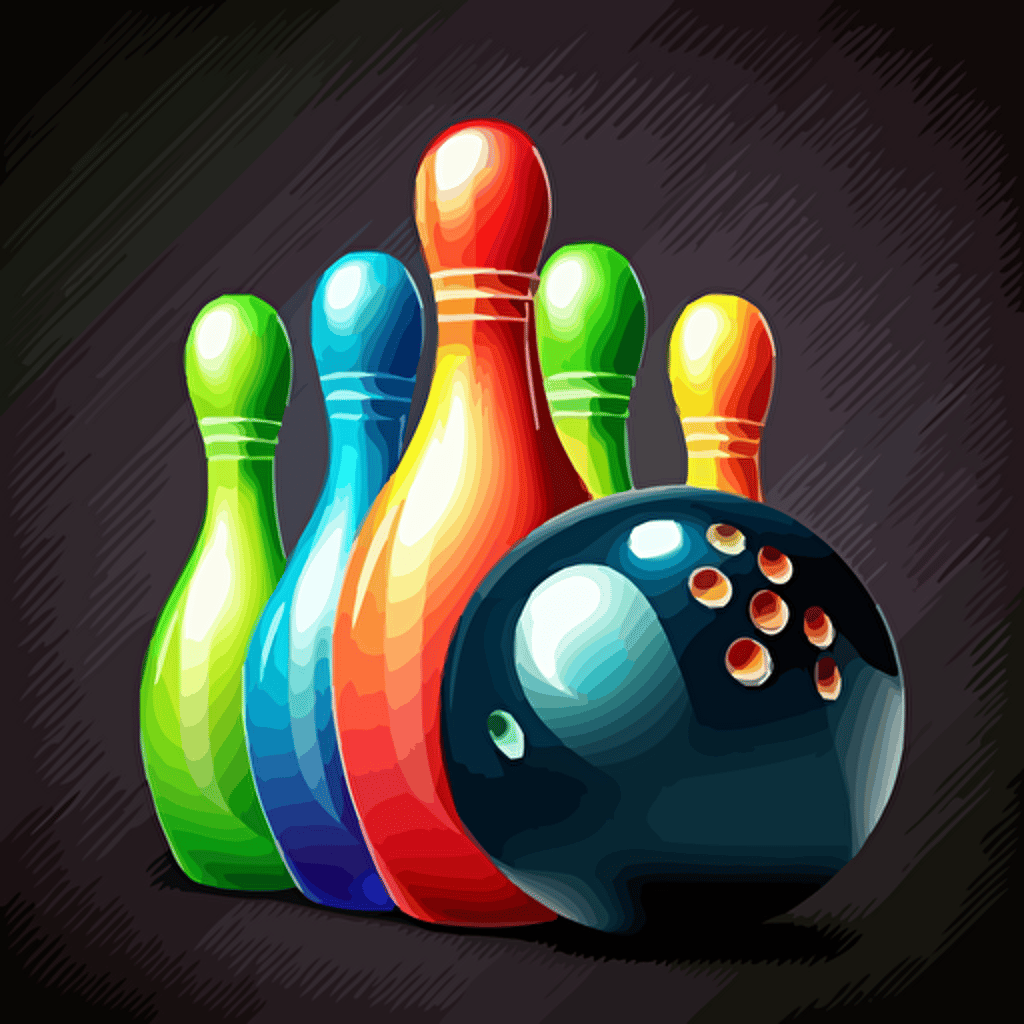 bowling skittles and bowling ball, as vector illustration