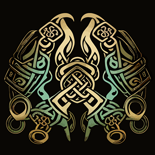 line vector art of Celtic runic brass knuckles