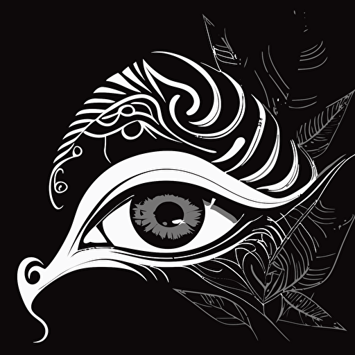 anime eye of horus, vector art, black and white