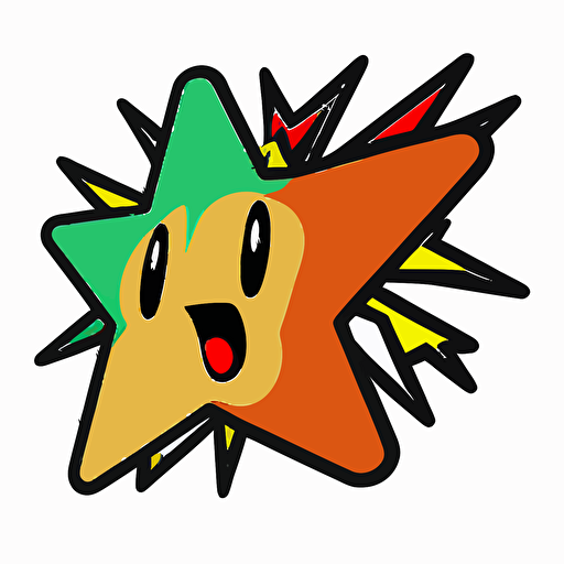 a 2d star, in the style of mario 64 star, takashi murakami style, minimalistic, simple, shooting star, vector , white background