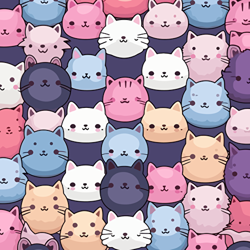 cat wall pattern illustration, vector style, kawaii