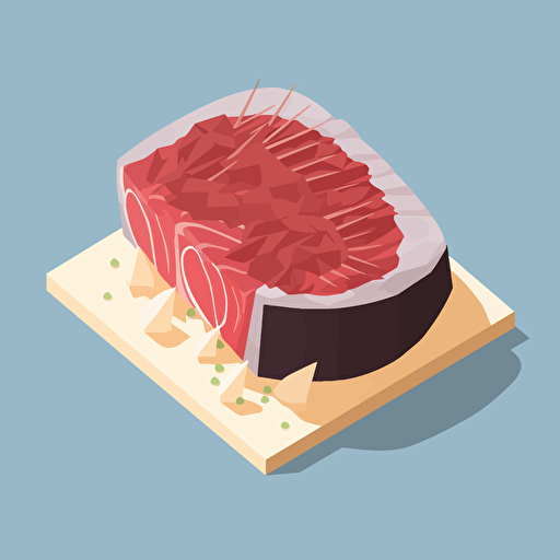 a tuna nigiri isometric vector illustration