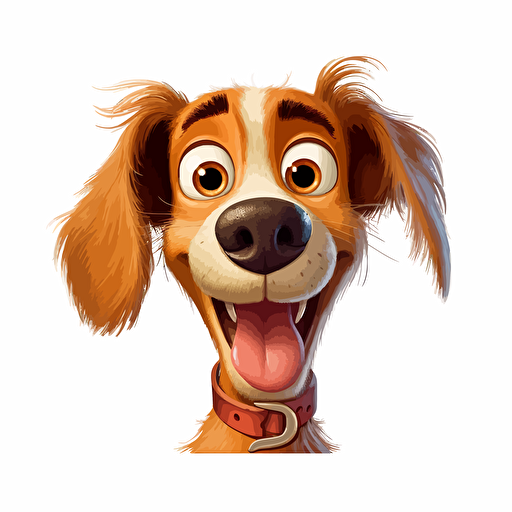 A gorgeus dog face, white background, vector art , pixar style