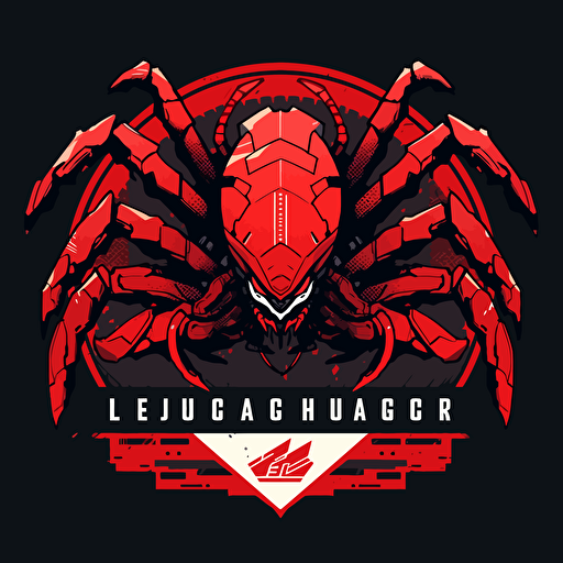 FaceHugger labs logo, video game company, sharp, vector, red and gray and black, futuristic