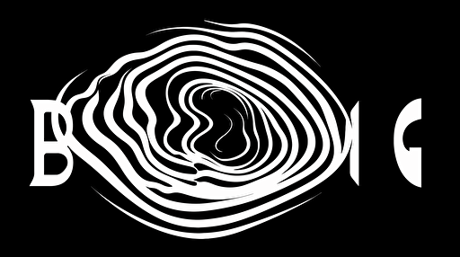 a black and white simple vector illustration of the word 'Becoming' inspired by mutation and fluidity