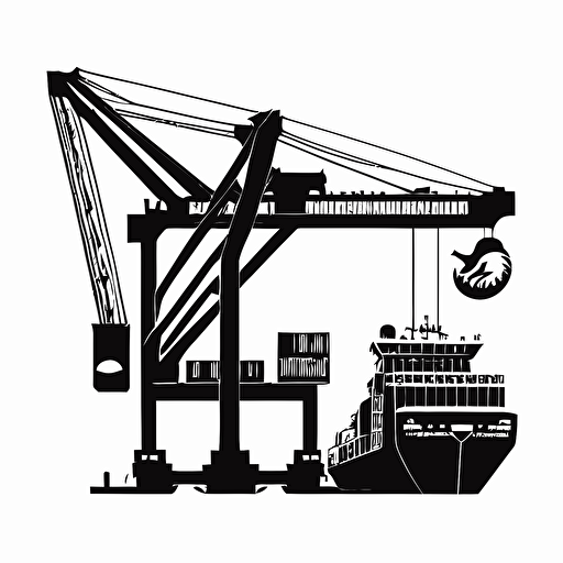 small portal crane, white background, vector, sea container, logo, black color